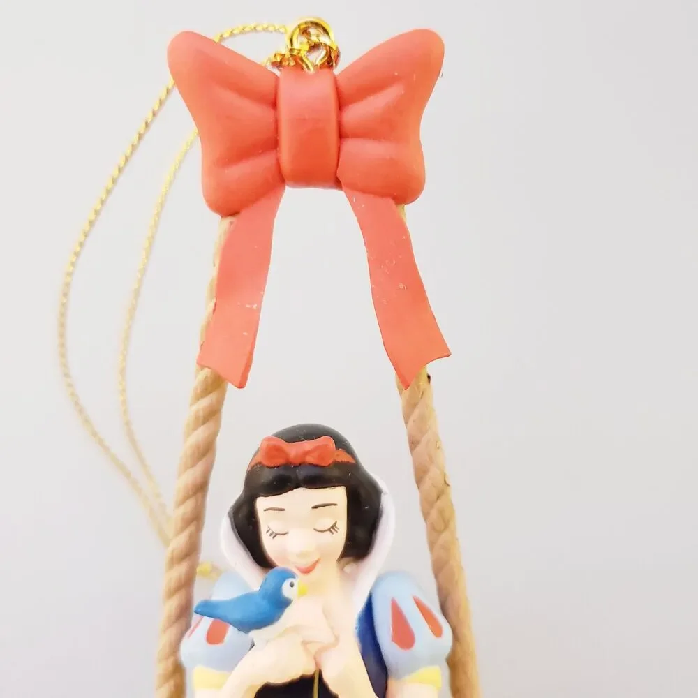 Grolier Disney Snow White Princess on Swing Ornament Blue Bird Red Bow Christmas